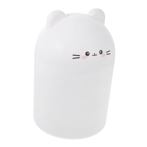 ROMISBABA Cartoon Mini Mülleimer Tischabfallbehälter Weiß Kompakter Robuster Desktop Organizer für Schlafzimmer und Wohnzimmer Praktischer Dekorativer Abfalleimer Leicht und Platzsparend von ROMISBABA