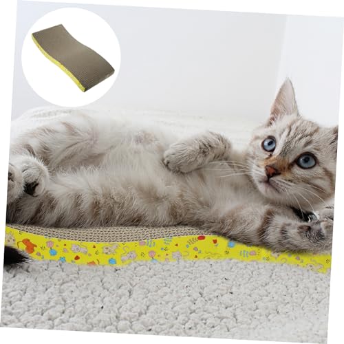 ROMISBABA Cat Kratzbrett Wellpappe S Form Muster Katzen Kratzunterlage Multifunktional Schlaf und Spielpad Geeignet für Katzen Krallenpflege und Beschäftigung von ROMISBABA