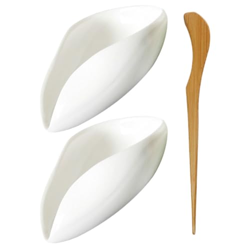 ROMISBABA Chinesische Teeschaufel aus Porzellan und Holz Kleine Zucker Teelöffelschaufel Leichtes Teegeschirr Zubehör Langlebig Geruchsneutral Spülmaschinenfest für Zuhause Büro und von ROMISBABA