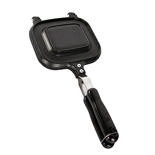 ROMISBABA Doppelseitige Sandwich Bratpfanne Antihaftbeschichtet Gasherd Waffeleisen Grillpfanne für Frühstück Camping und Outdoor Gleichmäßige Hitzeverteilung Kratzfest Vielseitig von ROMISBABA