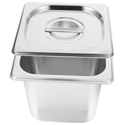 ROMISBABA Edelstahl Buffet Servierpfanne mit Deckel Küchen Lebensmittelbehälter Rechteckig für Kantine Buffet Shop Langlebig Hygienisch Leicht zu Reinigen mit Abgerundeten Ecken für von ROMISBABA