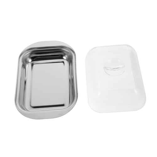 ROMISBABA Edelstahl Butterplatte mit Deckel Runde Butterdose für Haushalt Vielseitig Einsetzbar Hygienisch und Langlebig Geeignet für Butteraufbewahrung und Snacks von ROMISBABA