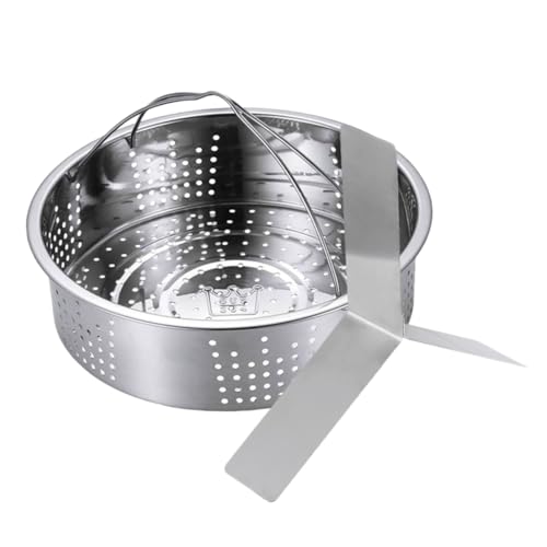 ROMISBABA Edelstahl Dampfgarer Einsatz mit Doppelgriffen Langlebiger Dampfeinsatz für Kochtöpfe und Schnellkochtöpfe Vielseitiger Dampfkorb für Gemüse und Reis Hitzebeständig und Sicher von ROMISBABA