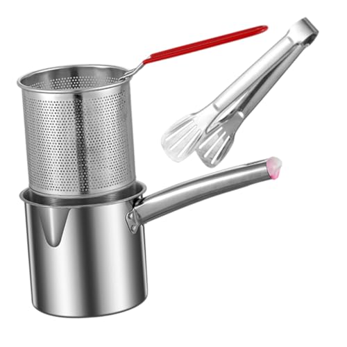 ROMISBABA Edelstahl Fritteusentopf Deep Fryer Topf mit Ergonomischem Griff Schnelle Wärmeleitung Kompakte Vielseitig für Zuhause und Gewerbe Langlebiger Küchenhelfer von ROMISBABA