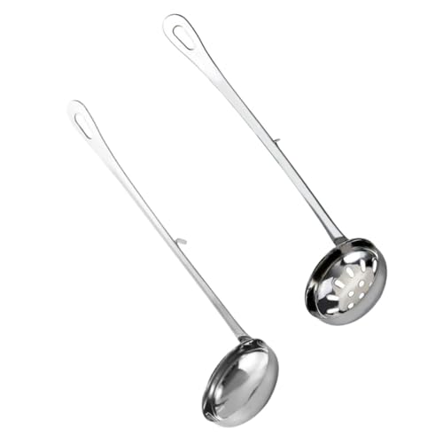 ROMISBABA Edelstahl Hot Pot Schöpflöffel und Sieblöffel mit Hakengriff Hitzebeständig Spülmaschinengeeignet zum Servieren und Abseihen Beim Kochen und Verzehren von ROMISBABA