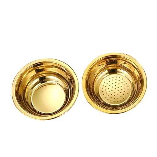 ROMISBABA Edelstahl Küchensieb Feinmaschiges Abtropfsieb mit Glatten Kanten Schnelles Abfließen Vielseitig für Gemüse Obst Geeignet Mikrowellengeeignet Set von ROMISBABA