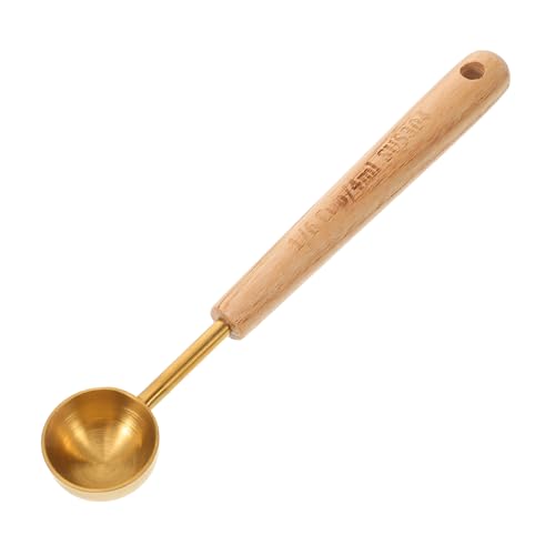 ROMISBABA Edelstahl Messlöffel mit Holzgriff Multifunktional Kaffeelöffel Milchpulver Löffel Ergonomisch Rutschfest Präzise Messung Küchenzubehör von ROMISBABA
