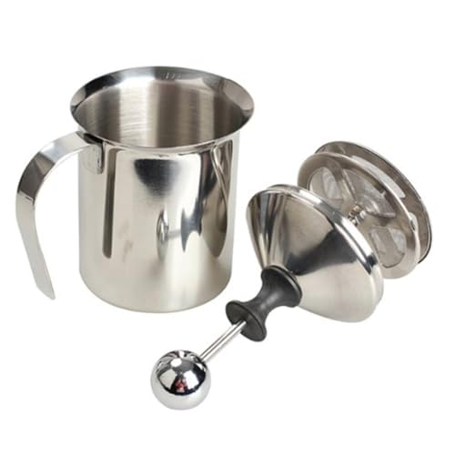 ROMISBABA Edelstahl Milchaufschäumer Handbetriebener Milchschäumer mit Doppeltem Sieb Hitzebeständigem Griff für Latte und Cappuccino Cremiger Milchschaum für Kaffeezubereitung Zuhause ROMISBABA Edelstahl Milchaufschäumer Handbetriebener Milchschäumer mit Doppeltem Sieb Hitzebeständigem Griff für Latte und Cappuccino Cremiger Milchschaum für Kaffeezubereitung Zuhause von ROMISBABA