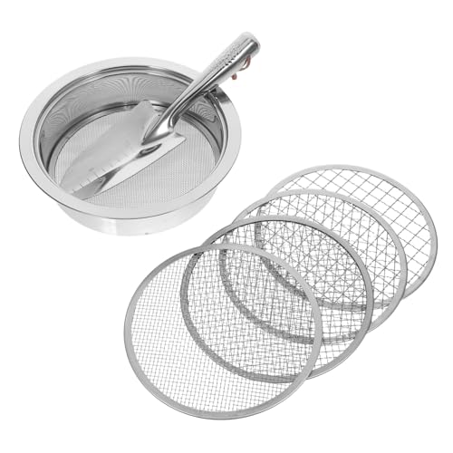 ROMISBABA Edelstahl Sieb mit Austauschbaren Maschen Gartensieb mit Schaufel für Kompost Bodenfiltration und Bonsai Pflege von ROMISBABA