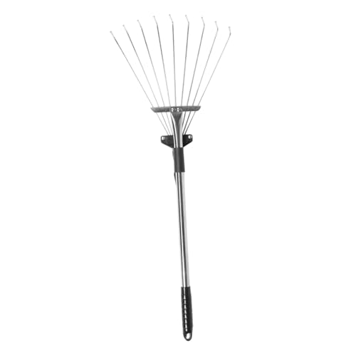 ROMISBABA Edelstahl Teleskop Laubrechen Langlebig Robust für Garten Terrasse und Praktisches Unkrautstecher Handgerät zur Laub Grasreinigung Gartengerät mit Ausziehbarem Zufällige Farbe von ROMISBABA