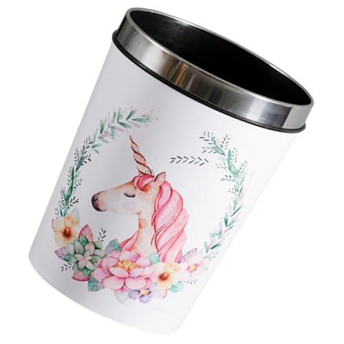 ROMISBABA Einhorn Mülleimer Rund Haushalts Abfallbehälter Papierkorb für Kinderzimmer Wohnzimmer mit Großer Öffnung Robust und Vielseitig für Mülltrennung und Küchenabfälle Geeignet von ROMISBABA