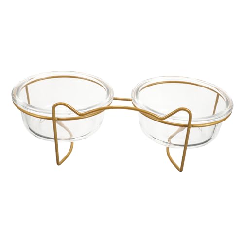 ROMISBABA Erhöhter Katzenfutternapf mit Doppelter Schüssel Geneigtes Design für Bessere Nackenhaltung Großer Futter Trinkbehälter Stabiler Weißer Metallrahmen Leicht zu Reinigen Sicher für von ROMISBABA