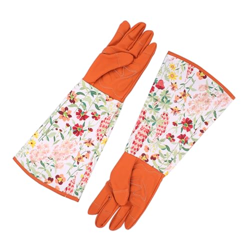 ROMISBABA Gartenhandschuhe mit Langem Ärmel Schützende Atmungsaktive Arbeitshandschuhe mit Extra Langer Flexible Strapazierfähige Garten Mitts für Herren und Damen Braun mit von ROMISBABA