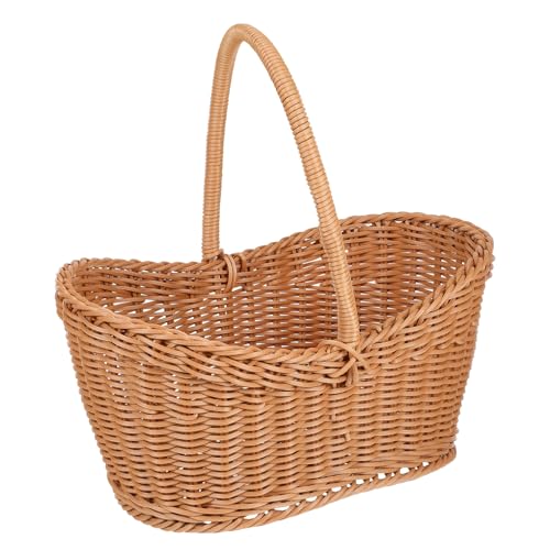 ROMISBABA Geflochtener Imitations Rattankorb mit Henkel Leichter Aufbewahrungskorb für Snacks und Blumen Tragbarer und Dekorationskorb für Outdoor und Zuhause Langlebig und Platzsparend ROMISBABA Geflochtener Imitations Rattankorb mit Henkel Leichter Aufbewahrungskorb für Snacks und Blumen Tragbarer und Dekorationskorb für Outdoor und Zuhause Langlebig und Platzsparend von ROMISBABA