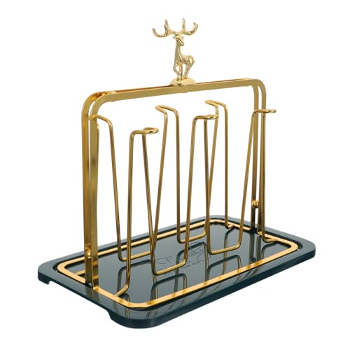ROMISBABA Glasbecherhalter mit Ablage Kleines Design Platzsparender Desktop Organizer Multifunktionales Aufbewahrungsregal für Haushalt und Küche mit Grünem Tablett ROMISBABA Glasbecherhalter mit Ablage Kleines Design Platzsparender Desktop Organizer Multifunktionales Aufbewahrungsregal für Haushalt und Küche mit Grünem Tablett von ROMISBABA