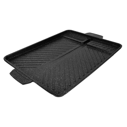 ROMISBABA Grillpfanne Eckig Bbq Grillpfanne aus Robustem für Outdoor Camping mit Gleichmäßiger Hitzeverteilung Praktische Kompakte Grillplatte für Grillen und Braten von ROMISBABA