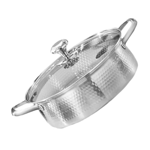 ROMISBABA Großer Edelstahl doppelgriff Hot Pot mit Dicker Wandung für Induktionsherde Hohe Kapazität Schnelle Hitzeverteilung Einfach zu Reinigen für Familienmahlzeiten von ROMISBABA