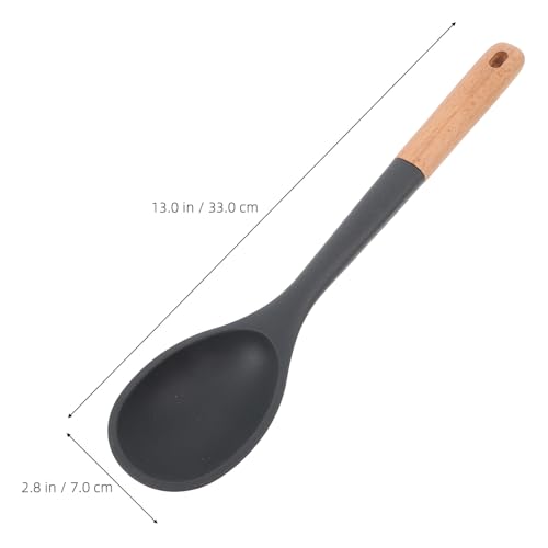 ROMISBABA Großer Silikon kochlöffel mit Ergonomischem Holzgriff Hitzebeständig Antihaftfreundlich für Beschichtete Töpfe Rutschfester Küchenhelfer aus Lebensmittelechtem Silikon Leicht zu von ROMISBABA