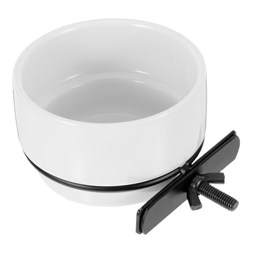 ROMISBABA Hängender Futternapf für Vögel Keramik Vogelkäfig Futter und Wassernapf Abnehmbar Vielseitig für Papageien und Garten Weiß von ROMISBABA