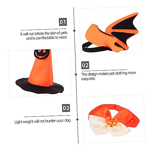 ROMISBABA Halloween Haustier Kostüm mit Verstellbarem Fledermausflügel Kürbishut und Schleife Elastisch für Katzen und Hunde Niedliches Fotorequisit für Party und Fotoshooting von ROMISBABA