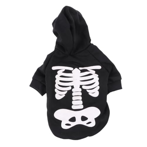 ROMISBABA Halloween Hundeanzug Glow in The Dark mit Skelettdruck Langlebiges und Bequemes Haustier Kostüm für Kleine Hunde und Katzen Leicht Anzuziehen Leuchtet im Dunkeln für Party und von ROMISBABA