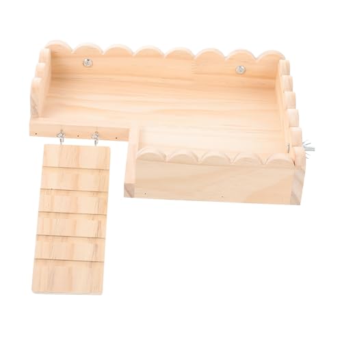 ROMISBABA Hamster Holz Plattform mit Leiter Langlebiges Meerschweinchen Käfig Zubehör Glatte Oberfläche Einfach zu Montieren Großes Kletterbrett für Kleintiere von ROMISBABA