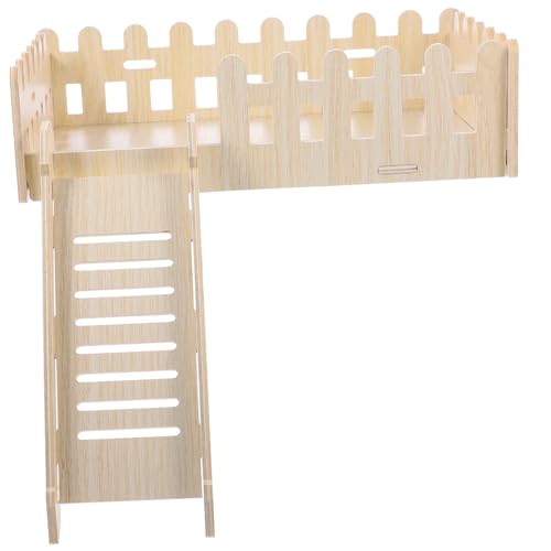 ROMISBABA Hamster Kletterplattform aus Massivem Holz mit Leiter Robustes Kleintier Käfig als Haustierzubehör für Bewegungsfreudige Hamster und Zwerghamster Fördert Bewegung und von ROMISBABA