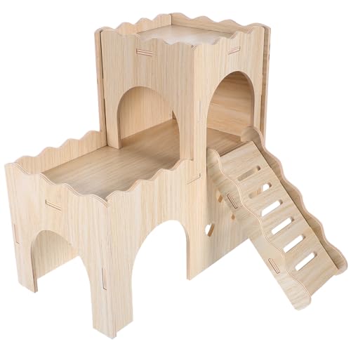 ROMISBABA Hamster Versteck aus Robustem Holz Doppelschichtig mit Leiter Kratzfest und Langlebig Multifunktionales Kleintierhaus für Hamster Meerschweinchen Ratten als Käfigzubehör und ROMISBABA Hamster Versteck aus Robustem Holz Doppelschichtig mit Leiter Kratzfest und Langlebig Multifunktionales Kleintierhaus für Hamster Meerschweinchen Ratten als Käfigzubehör und von ROMISBABA