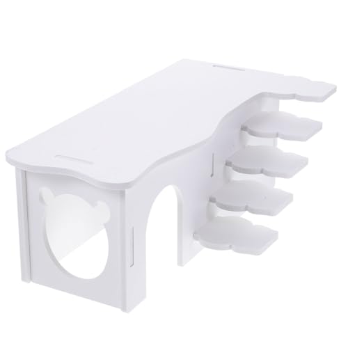 ROMISBABA Hamsterhaus aus Nachhaltigem Mausversteck mit Zwei Etagen Leiterplattform Spielhaus für Hamster Meerschweinchen und Kleine Haustiere Weiß von ROMISBABA