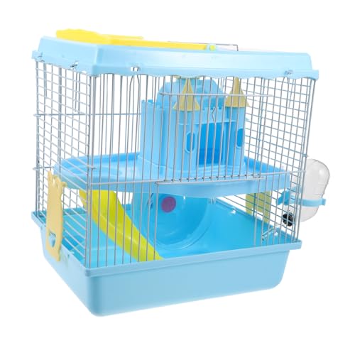 ROMISBABA Hamsterkäfig Schloss Design Mehrstöckig mit Laufrad Rutsche und Wasserflasche Tragbarer Zwerghamster Reisekäfig für Kleine Mäuse und Rennmäuse von ROMISBABA