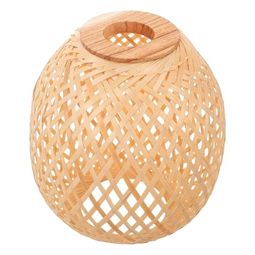 ROMISBABA Handgefertigter natürlicher Lampenschirm Rustikal und Leicht Weiches Licht für Wohnzimmer Esszimmer und Balkon Boho und Landhausstil Höhe Dekorative Pendelleuchte von ROMISBABA