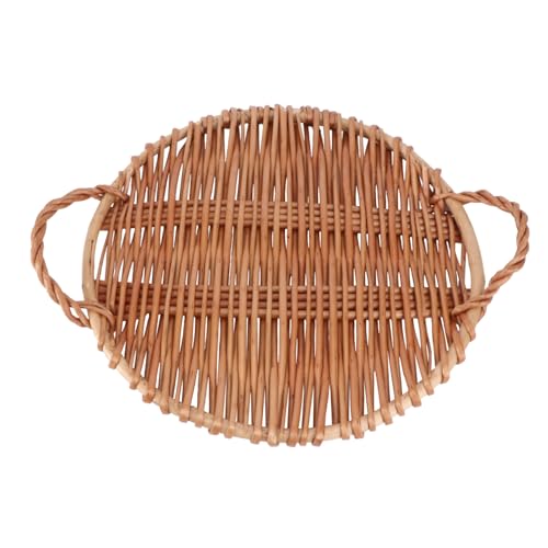 ROMISBABA Handgefertigtes Weidengeflecht Food Tray Rund Natürliches Dessert Snacktablett für Haushalt Robustes Glattes Korb design für Küche Wohnzimmer Restaurant ROMISBABA Handgefertigtes Weidengeflecht Food Tray Rund Natürliches Dessert Snacktablett für Haushalt Robustes Glattes Korb design für Küche Wohnzimmer Restaurant von ROMISBABA
