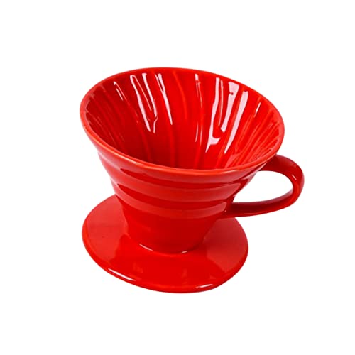 ROMISBABA Handgemachter Keramik Kaffeebereiter Kreative Kaffeekanne mit Praktischem Filter für Zuhause und Büro Rot von ROMISBABA