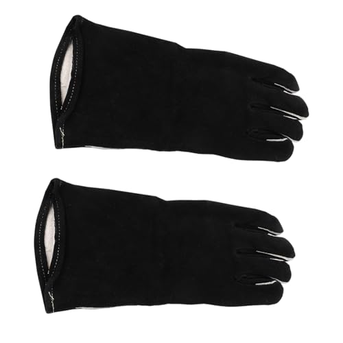 ROMISBABA Hitzebeständige Grillhandschuhe aus Dickem Kuhleder Feuerfeste Ofenhandschuhe mit Isolierung Atmungsaktiv und Verschleißfest für Küche Backen Garten und Bbq von ROMISBABA
