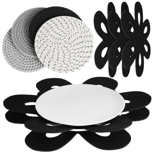 ROMISBABA Hitzebeständige Topfuntersetzer mit Filz Geflochtenen Topfschutz rutschfeste Pfannenschutzmatten Vielseitige Kochgeschirrhalter für Herd und Esstisch von ROMISBABA