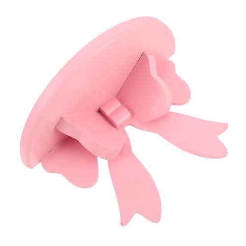 ROMISBABA Holz Wandregal mit Rosa Schleife Halbrund Schwebendes Aufbewahrungsregal Einfache Montage ohne Bohren Stilvolle Wanddekoration für Mädchenzimmer Bad Wohnzimmer Platzsparend und von ROMISBABA