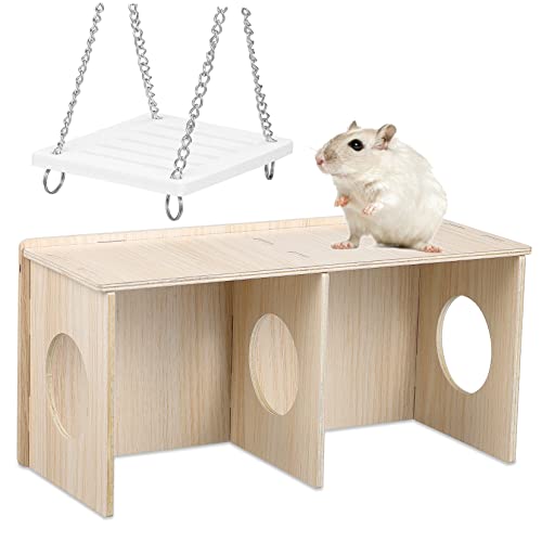 ROMISBABA Holzhamsterhaus mit Schwungspielzeug Kleines Versteck für Hamster Chinchillas und Andere Kleintiere Sicheres und Langlebiges Design mit Luftzirkulation ROMISBABA Holzhamsterhaus mit Schwungspielzeug Kleines Versteck für Hamster Chinchillas und Andere Kleintiere Sicheres und Langlebiges Design mit Luftzirkulation von ROMISBABA