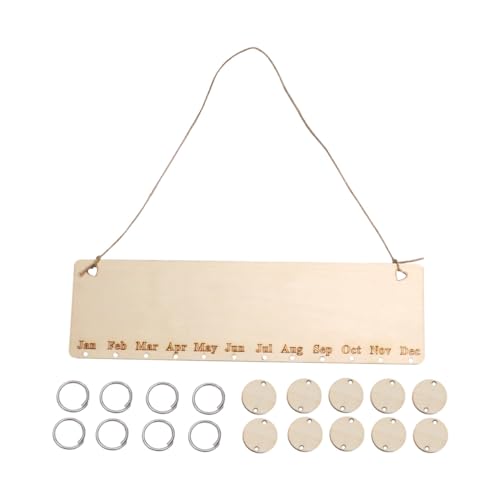 ROMISBABA Holzkalender zum Aufhängen DIY Familiengeburtstags Erinnerungstafel mit Holzscheiben Geschenkidee für Hochzeit Jahrestag Valentinstag und Muttertag Wanddeko für Zuhause von ROMISBABA
