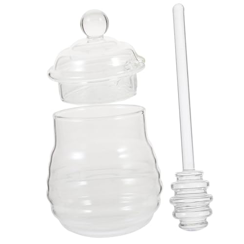 ROMISBABA Honigglas Set aus Klarem Borosilikatglas mit Deckel und Spiralförmigem Honiglöffel Transparentes Design Auslaufsicher für Küche und Frühstückstisch Wiederverwendbar ROMISBABA Honigglas Set aus Klarem Borosilikatglas mit Deckel und Spiralförmigem Honiglöffel Transparentes Design Auslaufsicher für Küche und Frühstückstisch Wiederverwendbar von ROMISBABA