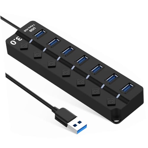 ROMISBABA Hub mit Ports Individueller Schalter und LED Anzeige USB Verlängerungskabel mit Stabiler Stromversorgung Schneller Datentransfer Kompatibel für Laptop und PC ROMISBABA Hub mit Ports Individueller Schalter und LED Anzeige USB Verlängerungskabel mit Stabiler Stromversorgung Schneller Datentransfer Kompatibel für Laptop und PC von ROMISBABA