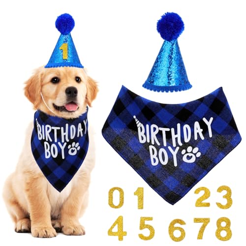 ROMISBABA Hund Geburtstag Bandana und Partyhut mit Zahlen Partyzubehör für Kleine bis Mittelgroße Hunde Bequemes Hundehalstuch und Geburtstagshut für Hund Geburtstagsfeier und ROMISBABA Hund Geburtstag Bandana und Partyhut mit Zahlen Partyzubehör für Kleine bis Mittelgroße Hunde Bequemes Hundehalstuch und Geburtstagshut für Hund Geburtstagsfeier und von ROMISBABA
