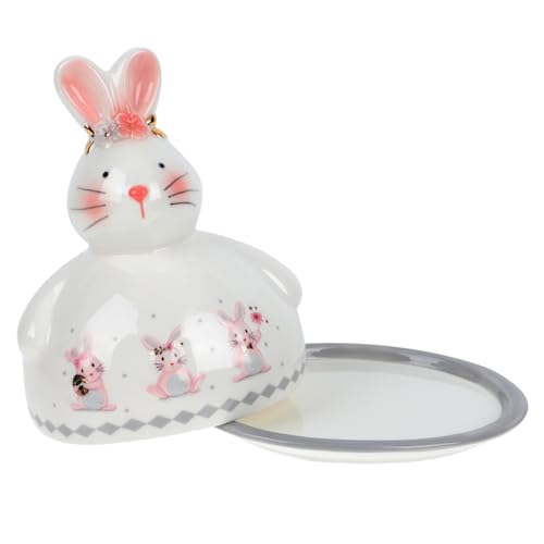 ROMISBABA Keramik Butterdose Hase mit Deckel Luftdicht Multifunktionale Butterdose Süßes Dessert Snackteller Geeignet für Küche Restaurant Geschenk von ROMISBABA