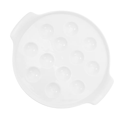 ROMISBABA Keramik Escargot Backform mit Mulden Ofenfeste Französische Schneckenteller mit Ergonomischen Griffen Schnecken und Soßenhalter für Zuhause und Restaurant für Meeresfrüchte und von ROMISBABA