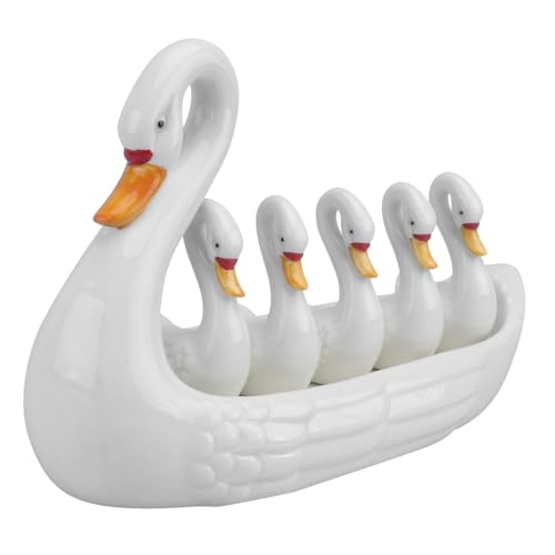 ROMISBABA Keramik Essstäbchenhalter mit Schwan tablett und Schwan essstäbchenauflagen Japanischer Stil Langlebiges Geschirr für Sushi und Besteck Kompakt und Dekorativ für Esstisch und von ROMISBABA