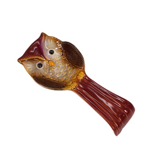 ROMISBABA Keramik Eulen Löffelhalter Löffelablage für Esstisch Dekoration Langlebig und Stilvoll Hält Löffel Sauber und Verhindert Verrutschen Geeignet für Küche Haushalt und Restaurant von ROMISBABA