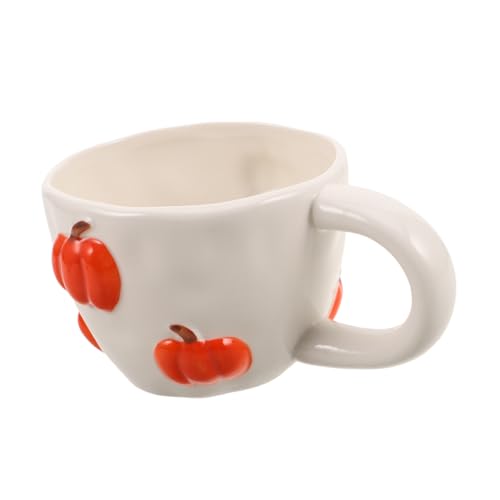 ROMISBABA Keramik Kürbisbecher mit Henkel Kreative Langlebige Tasse für Kaffee Tee Heiße Herbstlicher Kaffeebecher für Frühstück Halloween Vielseitig und Pflegeleicht von ROMISBABA
