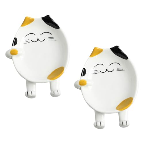 ROMISBABA Keramik Löffelablage Cartoon Katzenform Küchenutensilien Halter Rutschfest Robust für Kochlöffel Schöpflöffel Pfannenwender Arbeitsplatte Geeignet von ROMISBABA