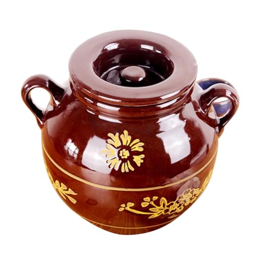 ROMISBABA Keramik Ölkanne Hohe Temperaturbeständigkeit Große Kapazität Retro Design Vielseitig für Speiseöl Schweineschmalz Vorratsbehälter Küche Robust und Leicht zu Reinigen von ROMISBABA