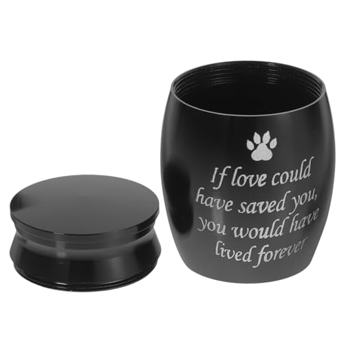 ROMISBABA Kleine Urne für Haustierasche Kompakte Gedenkurne für Hunde und Katzen Tragbare Mini Urne mit Sicherem Verschluss Bewahrt Erinnerungen an Verstorbene Kleintiere Schwarz von ROMISBABA