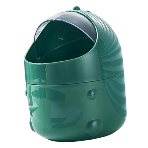 ROMISBABA Kompakter Desktop mülleimer mit Klappbarem Deckel Grüner Cartoon dino Multifunktionaler Büro Haushaltsabfallbehälter Platzsparend Versiegelt für Geruchsfreie Sauberkeit von ROMISBABA